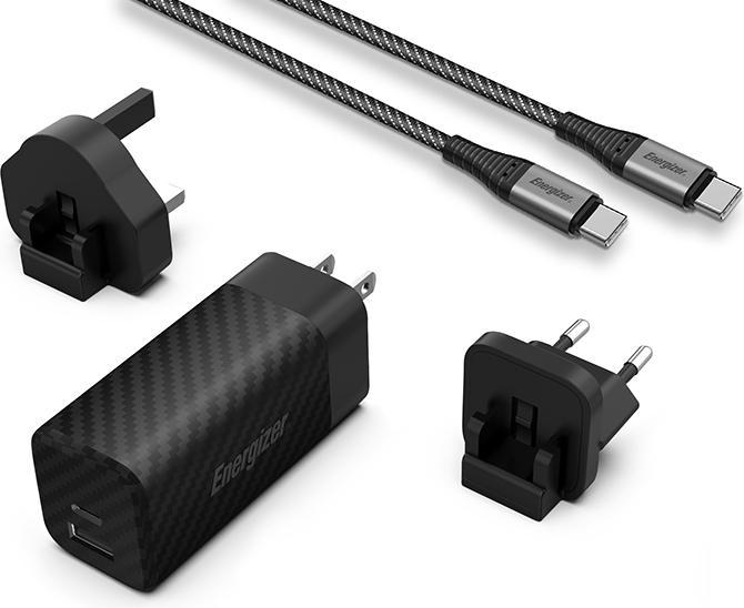 Actual product image Energizer Power Delivery Charger - 65 W - EU/UK/US incl. USB-C to USB-C cable (65 W)