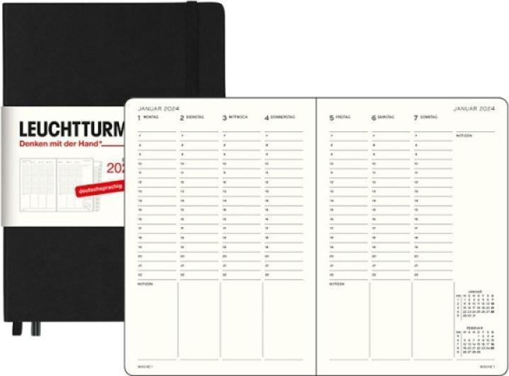 Produktbild Leuchtturm1917 LEUCHTTURM 1W2/S MED.18mon HC SCHW. (A5, Harter Einband, Deutsch)