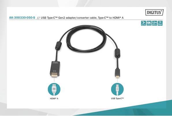 Produktbild Digitus USB Typ C — HDMI (Typ A) (5 m, HDMI)