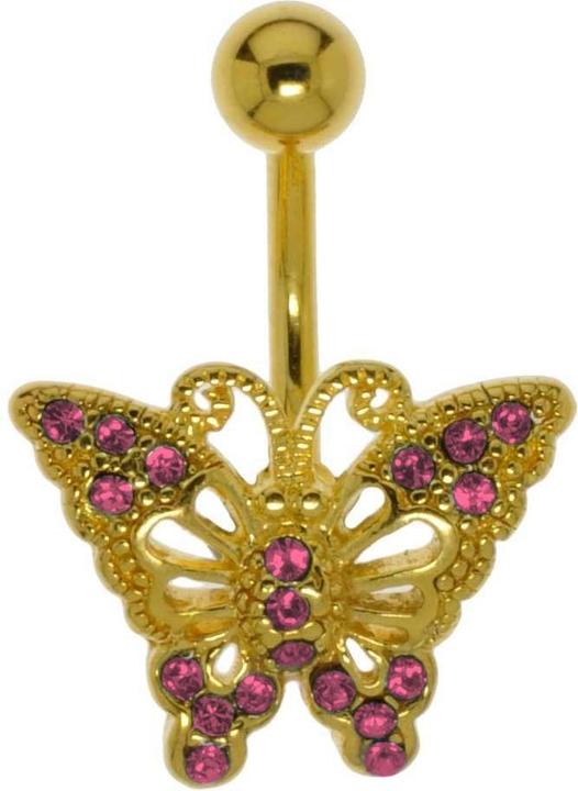 Actual product image Bijouteria Bellypiercing (Surgical steel 316L, Crystal, PVD coating (gold coloured), Brass)