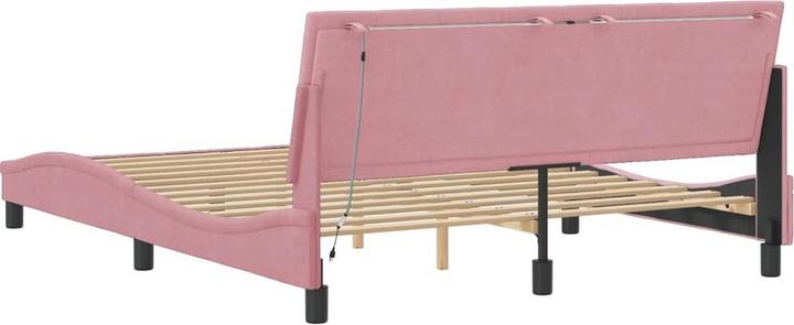 Produktbild VidaXL Bettgestell mit LED Polsterbett Bett Doppelbett Rosa 160x200cm Samt (160 x 200 cm)