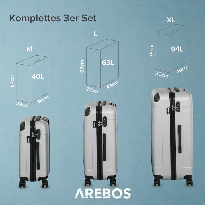 Produktbild Arebos Reisekoffer (94 l, M (50 - 90l), L (90 - 115l), XL (ab 115l))