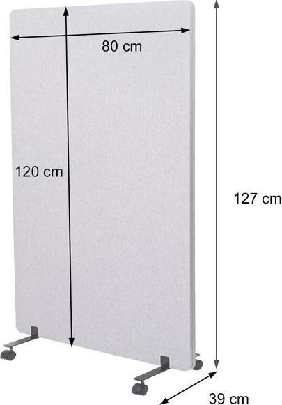 Produktbild Mendler Akustik-Trennwand, Büro-Sichtschutz Raumteiler Pinnwand, doppelwandig rollbar Stoff/Textil 127x80cm (127 x 80 x 39 cm)