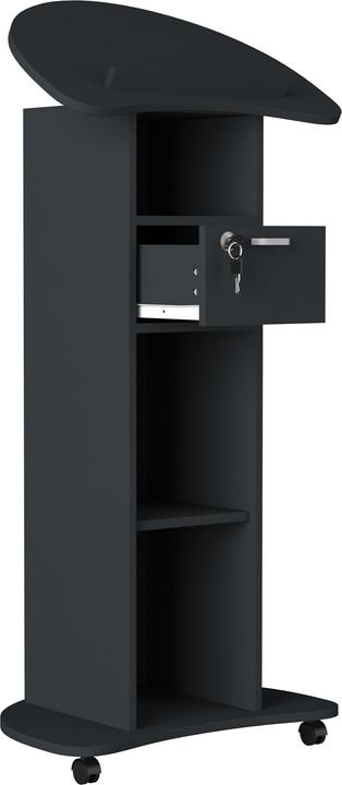 Image du produit VCM Pupitre en bois Pupitre d'orateur mobile Table haute sur roulettes Tiroir Redola (56 x 37 x 110 cm)