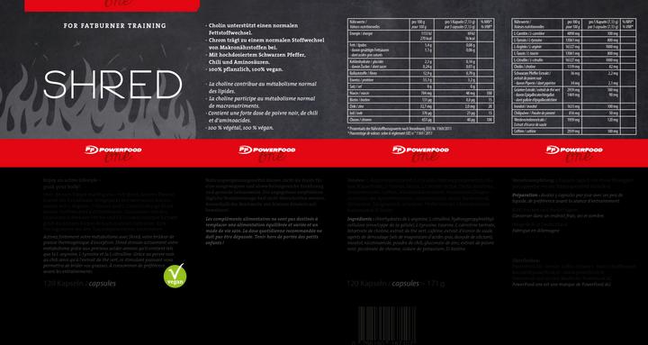 Nutritional values and ingredients PowerFood One Shred (120 Piece, Capsules, 1090 g)