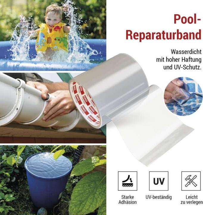 Produktbild Emos Reparaturklebeband für Schwimmbecken, 1 m x 100 mm, transparent (100 mm)