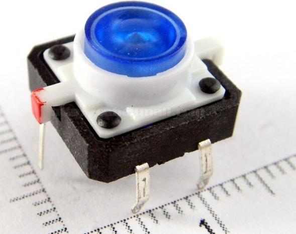 Actual product image Play-Zone PCB switch 12 x 12 X 7 mm with LED Blue