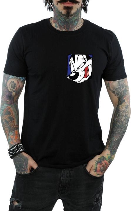 Actual product image Looney Tunes Mens Pepe Le Pew Face Faux Pocket T-Shirt (S)