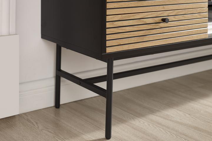 Image du produit SalesFever Buffet bas en placage bois véritablex60 noir (150 x 40 x 60 cm)