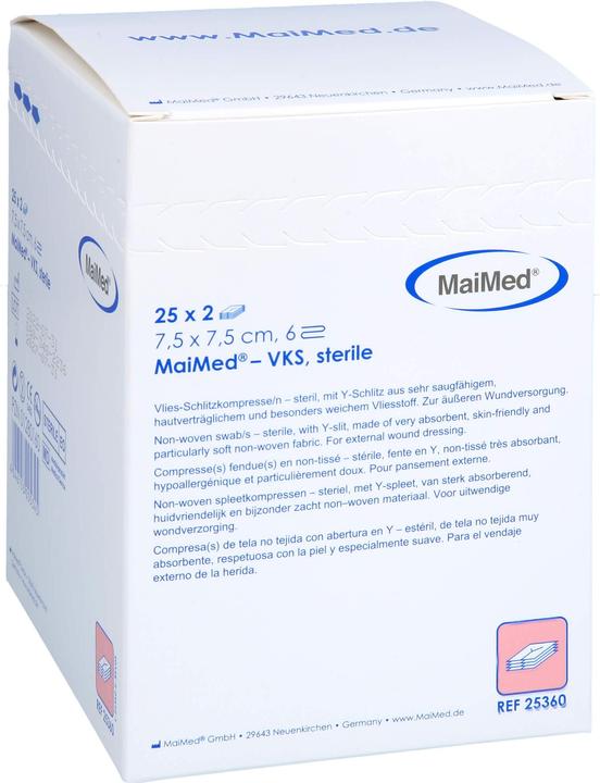 MaiMed Fleece slit compresses 7,5x7,5cm 6-fold sterile, 25X2 pc COM