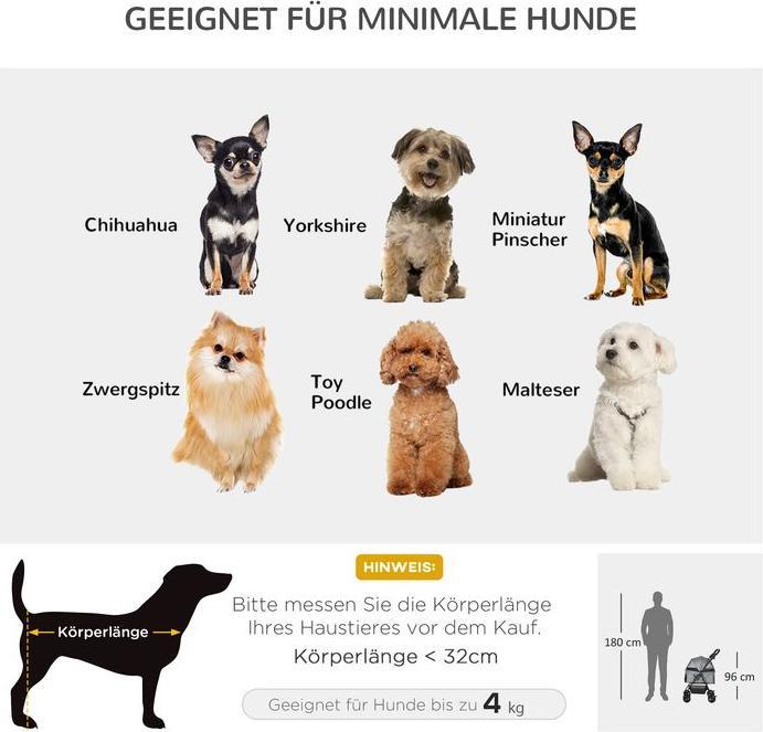 Image du produit Swisshandel24 Poussette pour chien Poussette pour chien pliable Gris Oxford 67 x 45 x 96 cm (Chien, Pliable)