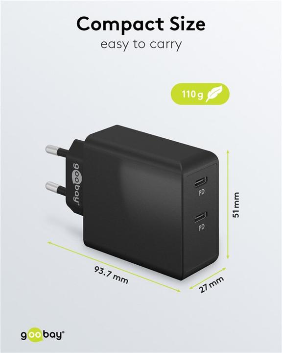 Produktbild Goobay Dual USB-C Schnellladegerät (36 W)
