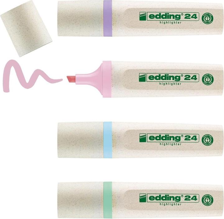 Produktbild Edding Textmarker 24 EcoLine (Pastellblau, Pastellrosa, pastellviolett, Pastellgrün, 5 mm, 4 x)
