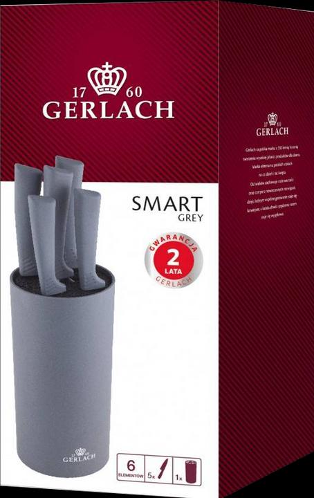 Actual product image Gerlach Knife Set In Block Smart Grey, Stainless Steel, Grey, 16 x 12 x 36.5 cm, 5 units