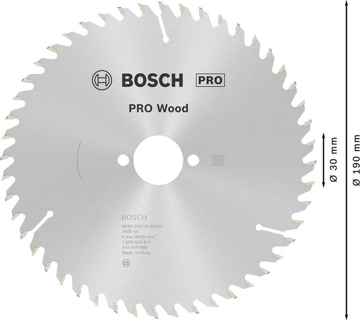 Image du produit Bosch Professional Zubehör Lame de scie circulaire PRO Wood, 190 x 2.6 x 30 mm