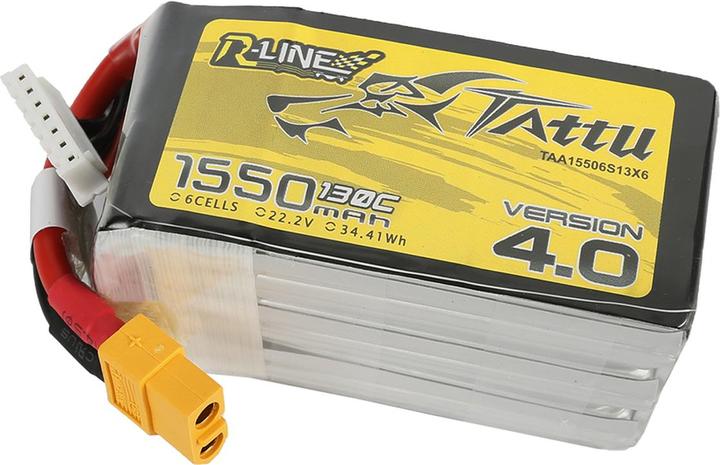 Produktbild Tattu Akumulator R-Line 4.0 1550mAh 22.2V 130C 6S1P XT60 (22.20 V, 1550 mAh)