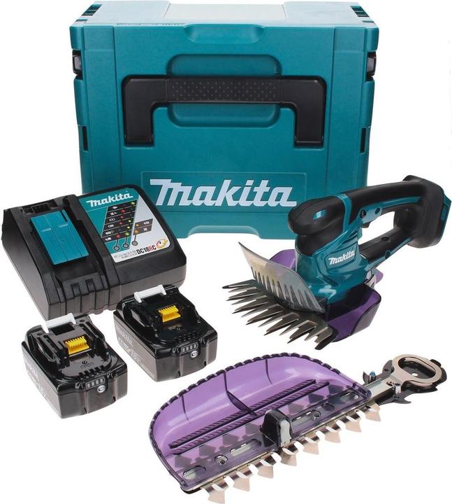 Image du produit Makita DUM 604 RMXJ Cisaille à gazon sans fil 18 V avec lame pour herbe et arbustes + 2x batterie 4,0 Ah + (Taille-haies sans fil)
