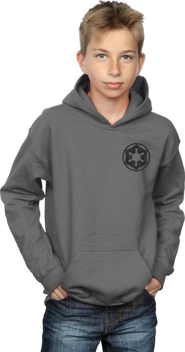 Actual product image Star Wars Boys The Mandalorian Galactic Empire Insignia Breast Print Hoodie (128)