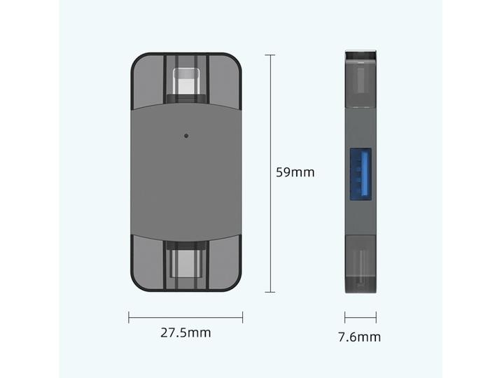 Produktbild PowerGuard 2-in-1 OTG USB-C Lightning to Dual USB 3.0 Adapter (USB Typ C, Lightning)