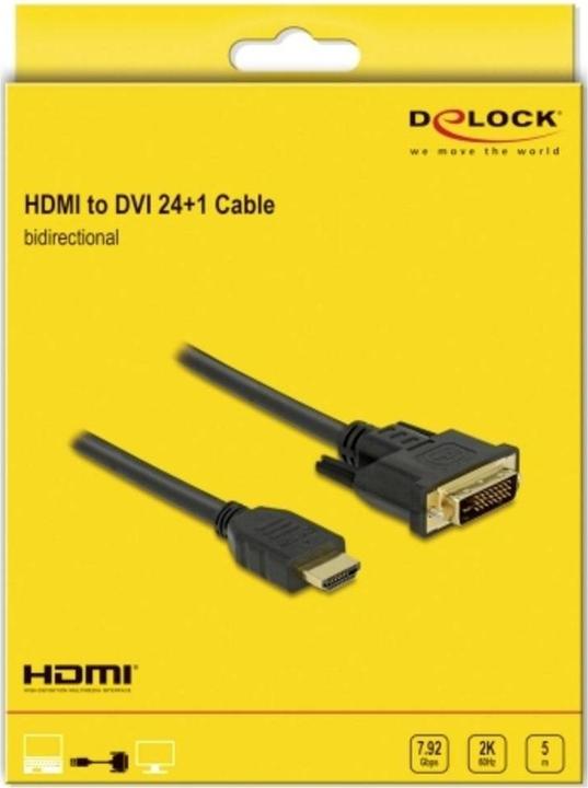 Productafbeelding Delock DVI| HDMI (Type A) - DVI| HDMI (Type A) (5 m, DVI, HDMI)