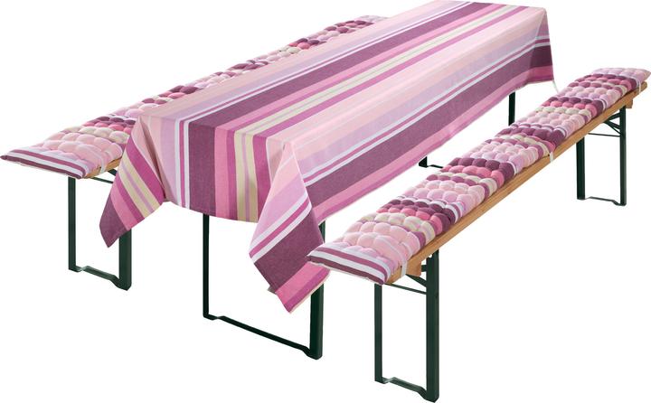 Actual product image Redbest Bierbank-Auflagen und Tischdecke "Streifen" 3-tlg. (90 x 260 cm)