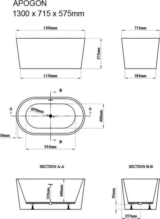 Produktbild Vente-unique Apogon (180 l, 71 cm, 130 cm)