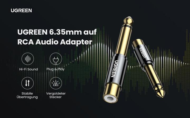 Actual product image Ugreen 6.35 mm jack plug to RCA cinch socket adapter (Jack adapter)