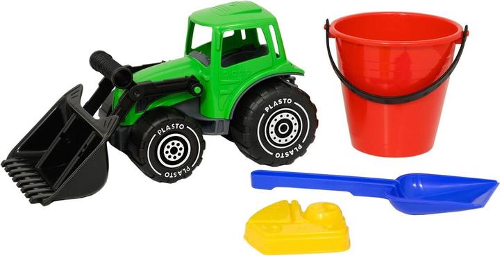 Plasto Sandset med traktor, hink, spade & sandform