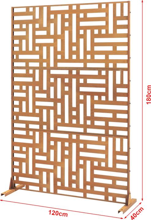 Image du produit Casa.Pro Trennwand Bernalda 180x120 cm Stahl Edelrost (180 x 120 x 40 cm)