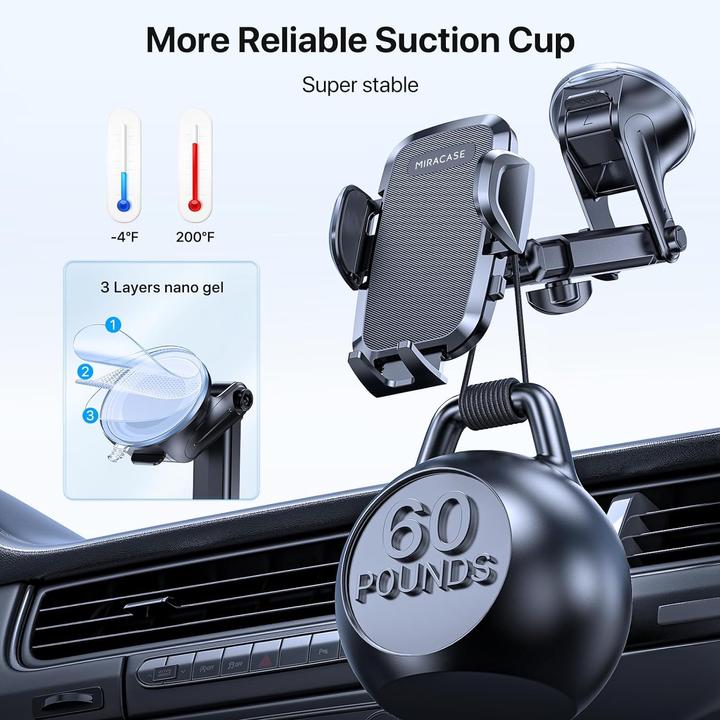 Image du produit Miracase Support de téléphone portable pour voiture avec ventouse