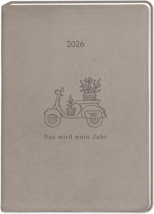 Produktbild Terminplaner Lederlook 2026 Taupe (A6, Deutsch)