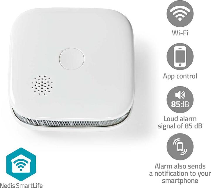 Actual product image Nedis SmartLife Smoke Detector | Wi-Fi | Battery operated | Sensor life: 10 years | EN 14604 | M
