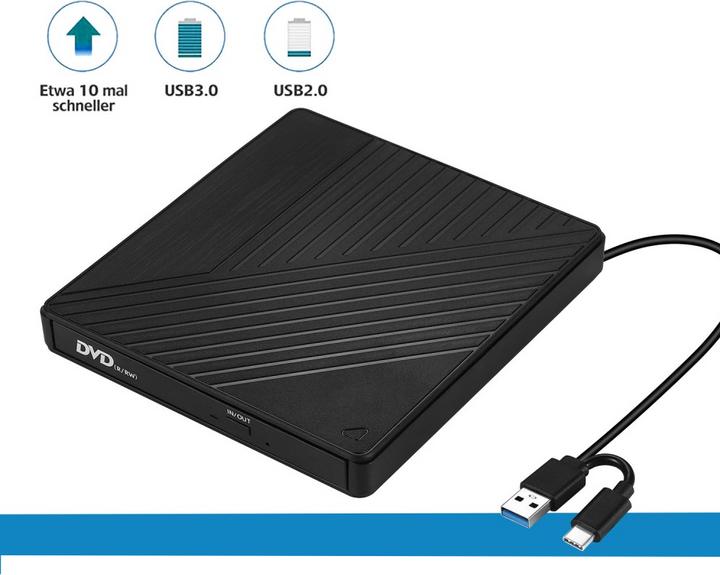 Actual product image Apfelkiste External Drive Burner Slim USB C/USB 3.0 DVD-RW Drive & SD/MicroSD Reader for MacBook/Laptop (CD burner, DVD writer)