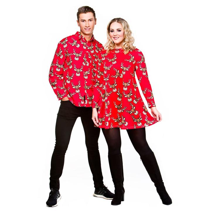 Produktbild Wicked Costumes Weihnachts Hemden mit Rentier Druck in Rot (M)
