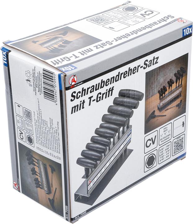 Produktbild BGS Schraubendreher-Satz mit T-Griff Zollmasse Innensechskant 3/32" - 3/8" 10-tlg. (Innensechskant)