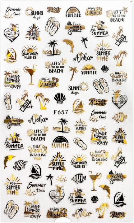 BrillBird Nail sticker F657 Holo Gold&Black (Nail varnish dryer)