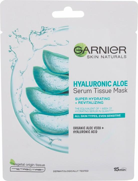 Immagine prodotto Garnier Hyaluronic Aloe Serum Tissue Mask - Maschera viso in tessuto con aloe vera 28,0g (L) (28 ml)