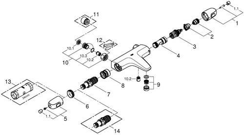 Image du produit Grohe Mitigeur thermostatique de bain GROHTHERM 1000 1/2 pouce chr