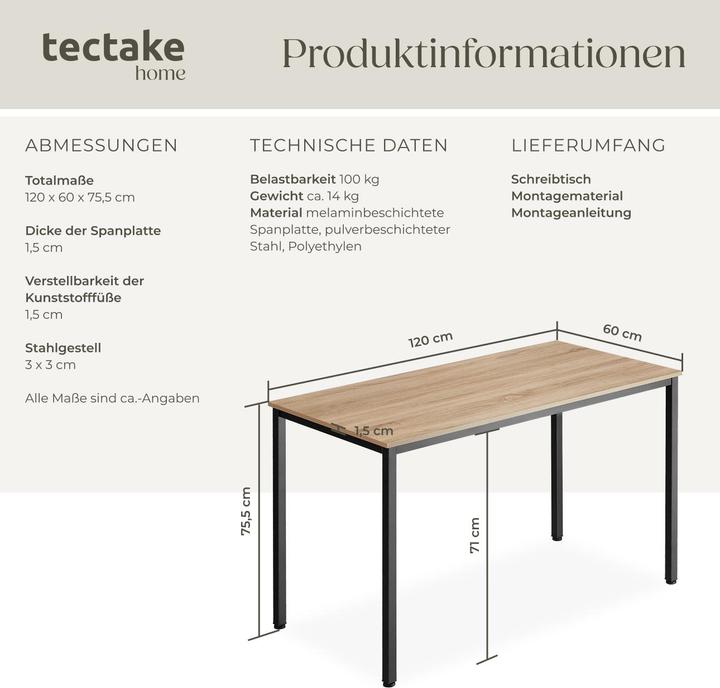 Produktbild tectake Vanport (120 x 60 x 75.5 cm)