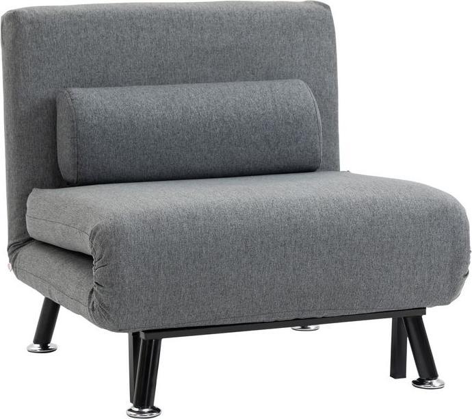 Immagine prodotto Swisshandel24 Letto pieghevole, poltrona letto, schienale reclinabile, acciaio, aspetto lino, nero, 75x70x75cm