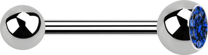 Image du produit Star Piercing Barbell argent avec boule et cristal boule bleu foncé (sans laiton, Titane G23)