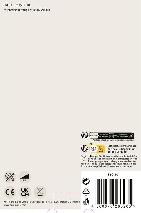 Immagine prodotto Paulmann Globo (E27, 6 W, 470 lm, 1 x, G)