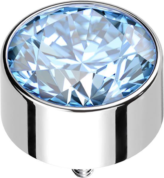 Produktbild Star Piercing Dermal Anchor Zylinder hoch silber mit Kristall aqua (ohne Messing, Titan G23)