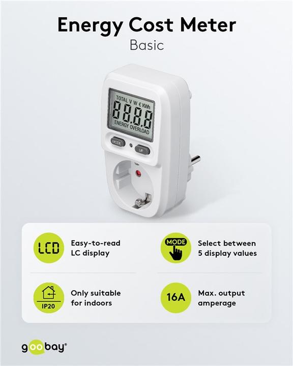 Produktbild Goobay Digitales Energiekostenmessgerät Basic