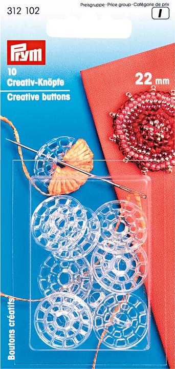 Actual product image Prym Creative button, transparent 22 mm, card 10 pcs, plastic