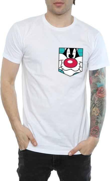 Immagine prodotto Looney Tunes Sylvester Face Faux Pocket Maglietta Uomo (3XL)