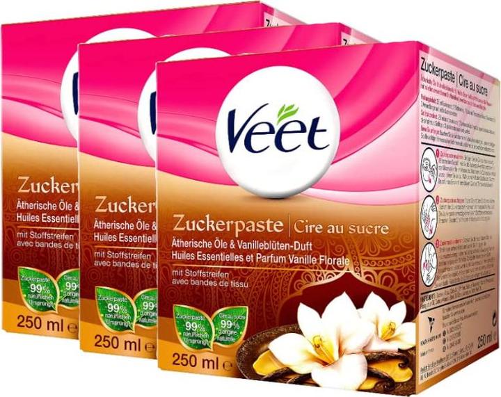 Produktbild Veet 3er Pack Zuckerpaste zur Haarentfernung (750 ml, 3 x)