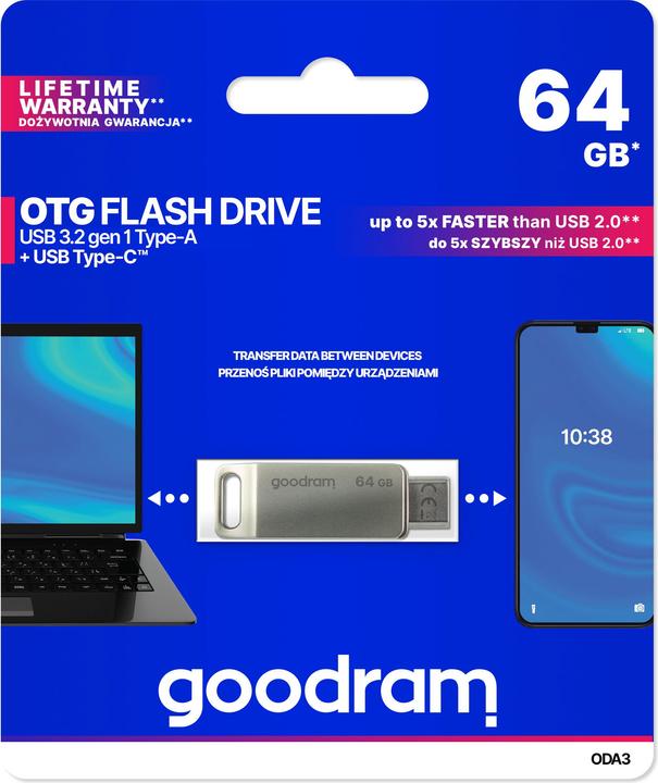 Immagine prodotto Goodram ODA3 Unità flash USB USB Type-A / USB Type-C 3.2 Gen 1 (3.1 Gen 1) (64 GB, USB-A, USB-C)