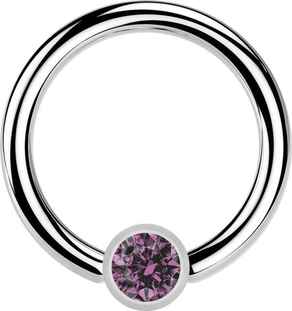 Immagine prodotto Star Piercing Anello con chiusura a microsfera in argento e cristallo viola chiaro (Acciaio chirurgico 316L, senza ottone)