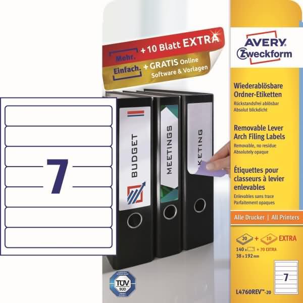 Produktbild Avery Ordner-Etiketten, ablösbar